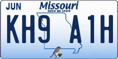 MO license plate KH9A1H