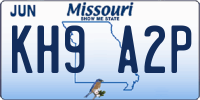 MO license plate KH9A2P
