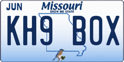 MO license plate KH9B0X