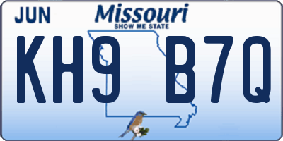MO license plate KH9B7Q
