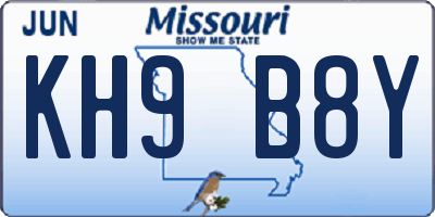 MO license plate KH9B8Y