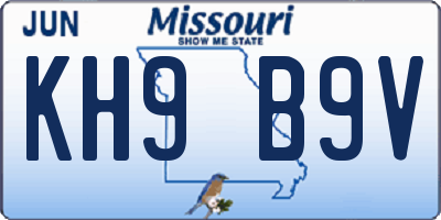 MO license plate KH9B9V