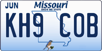 MO license plate KH9C0B