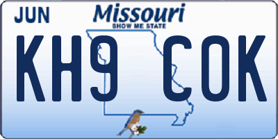 MO license plate KH9C0K