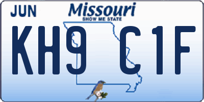 MO license plate KH9C1F