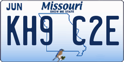 MO license plate KH9C2E
