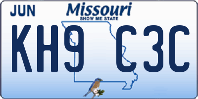 MO license plate KH9C3C