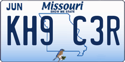 MO license plate KH9C3R
