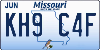 MO license plate KH9C4F
