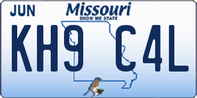 MO license plate KH9C4L