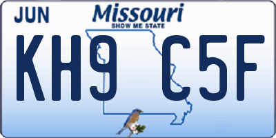 MO license plate KH9C5F