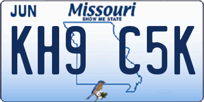 MO license plate KH9C5K