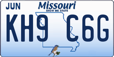 MO license plate KH9C6G