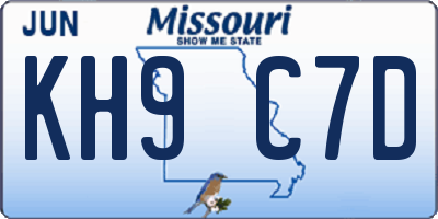 MO license plate KH9C7D