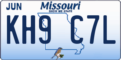 MO license plate KH9C7L