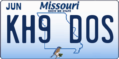 MO license plate KH9D0S