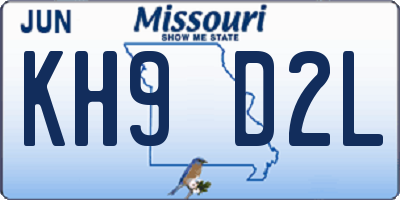 MO license plate KH9D2L