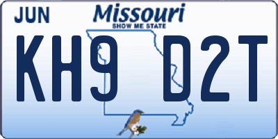 MO license plate KH9D2T