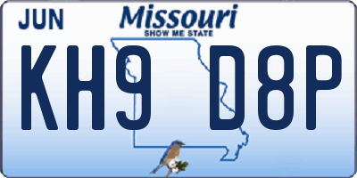 MO license plate KH9D8P