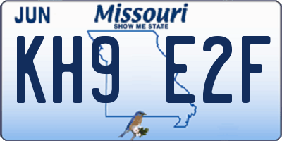 MO license plate KH9E2F