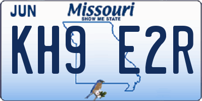 MO license plate KH9E2R