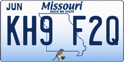 MO license plate KH9F2Q