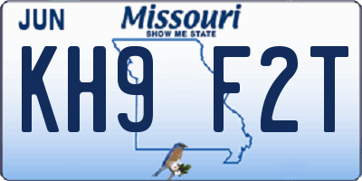 MO license plate KH9F2T