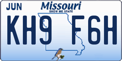 MO license plate KH9F6H