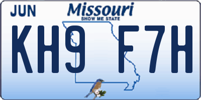 MO license plate KH9F7H
