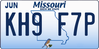 MO license plate KH9F7P