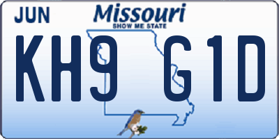 MO license plate KH9G1D