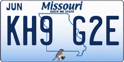 MO license plate KH9G2E