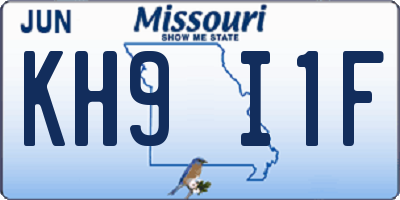 MO license plate KH9I1F