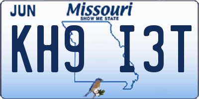 MO license plate KH9I3T