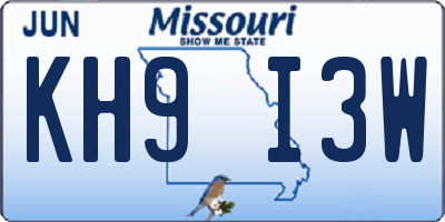 MO license plate KH9I3W