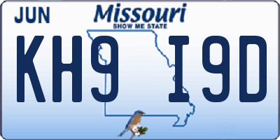 MO license plate KH9I9D