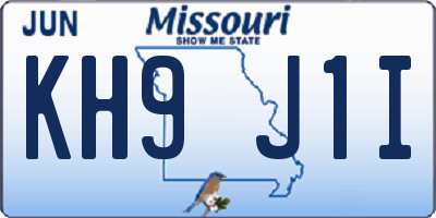 MO license plate KH9J1I