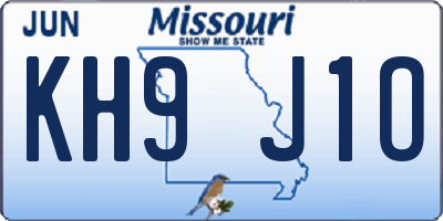 MO license plate KH9J1O