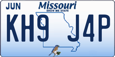 MO license plate KH9J4P