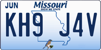 MO license plate KH9J4V