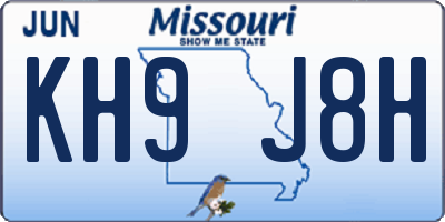 MO license plate KH9J8H