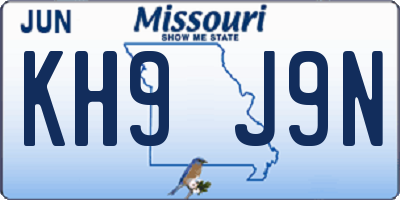 MO license plate KH9J9N