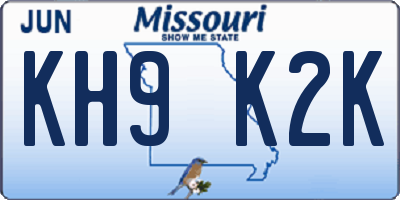 MO license plate KH9K2K