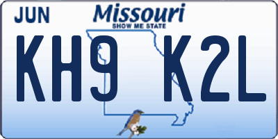 MO license plate KH9K2L