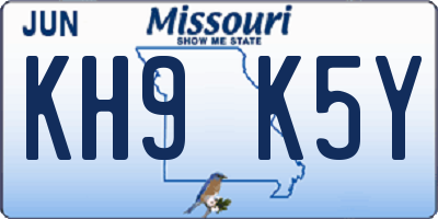 MO license plate KH9K5Y