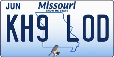 MO license plate KH9L0D