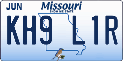 MO license plate KH9L1R