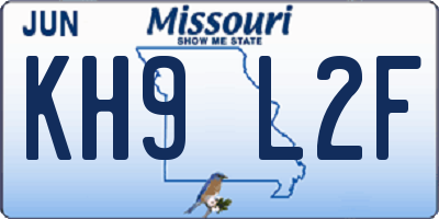 MO license plate KH9L2F