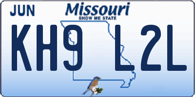 MO license plate KH9L2L
