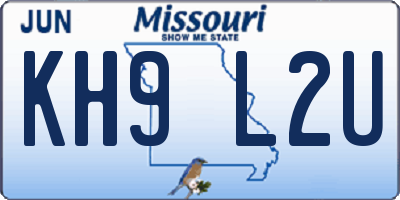 MO license plate KH9L2U